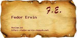 Fedor Ervin névjegykártya